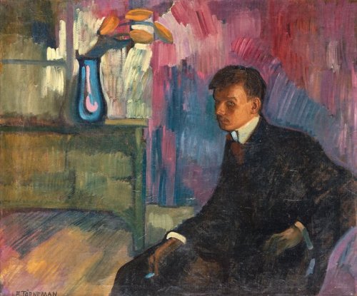 thunderstruck9:Axel Törneman (Swedish, 1880-1925), Självporträtt med cigarett [Self-Portrait with Ci