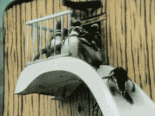 gameraboy:  Having a bad day? Please enjoy these penguins on a water slide! 