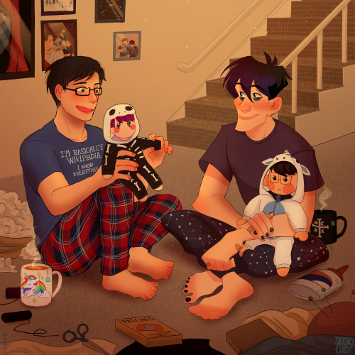  Nerd and emo just chilling with their dolls and some tea✨Analogical collab with a wonderful @kkachi