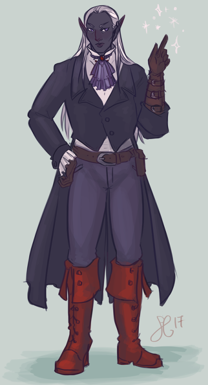 a fancy drow!! @elfprince‘s dark elf sorcerer (and the bane of pulchritude’s existence), firenzo sil