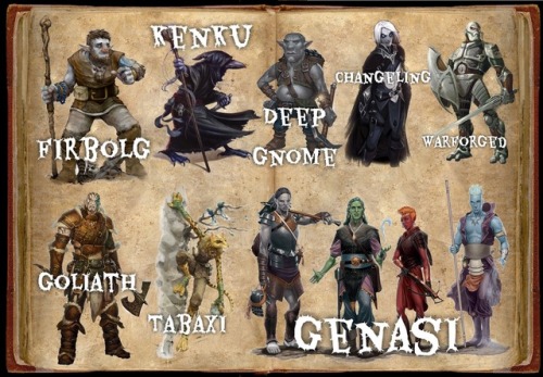 geekcuts:I’m doing an oceanic campaign for a new group and I’ve put together some materials for them - this is a quick little showcase of the normal & exotic races they can choose from. I also did two for the monsters of the world. I’ve got