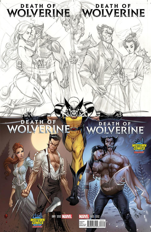 midtowncomics:  We’re proud to finally show our four connecting covers for Charles Soule’s Death of Wolverine series, with Midtown Exclusive variant artwork by J. Scott Campbell! Note, sketch covers are not final cover art. Find all four variants