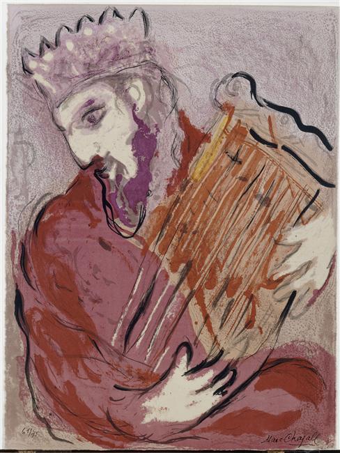 artist-chagall:David with his harp, 1956, Marc ChagallMedium: lithography,paper