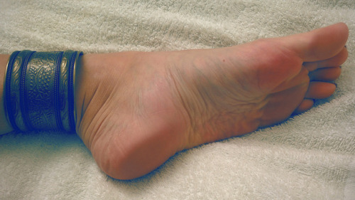 sleeping nylon feet