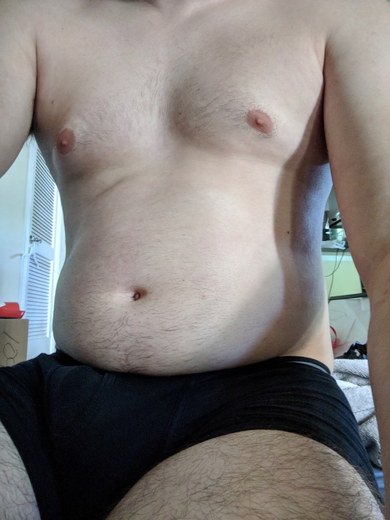 kinda-thicc:  My fat this morning.  I’m completely empty in these, but that’s
