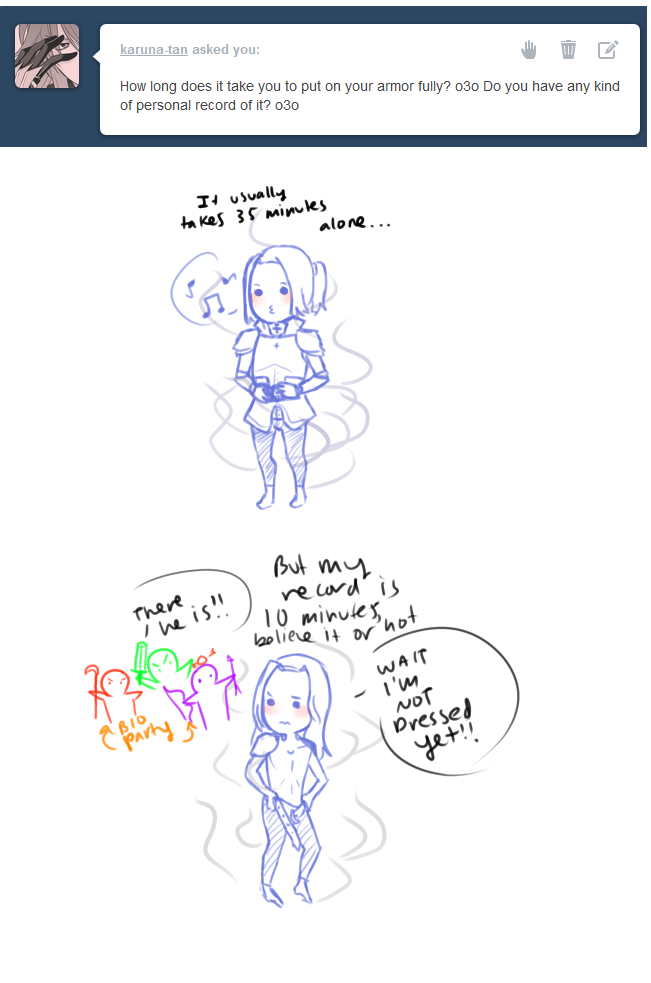 askrandel:  “You adventurers are -so- impatient! And you wonder why I am so quick