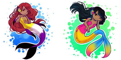 amaranthia-draws:I just wanted a post that collected all of my little pride mermaids at once. They