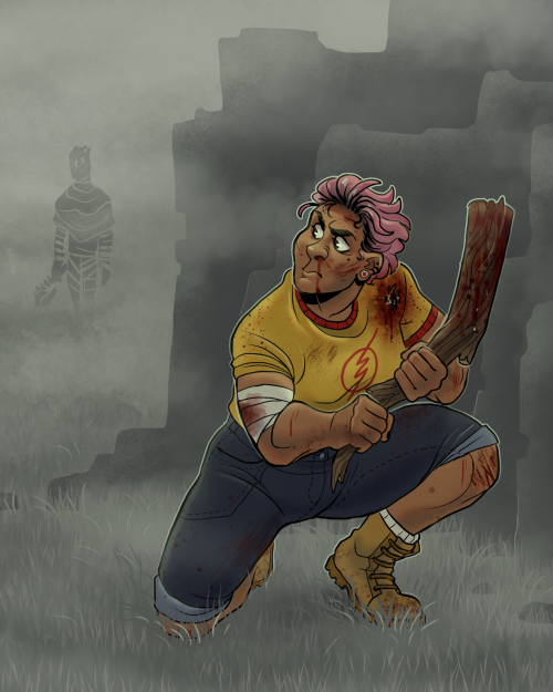 commissioned piece for @oathofoaks‘s DBD oc, Geo! feat. the Wraith just lurkin’ in the b