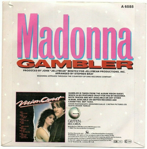 Madonna “Gambler” vinyl sleeve (1985)