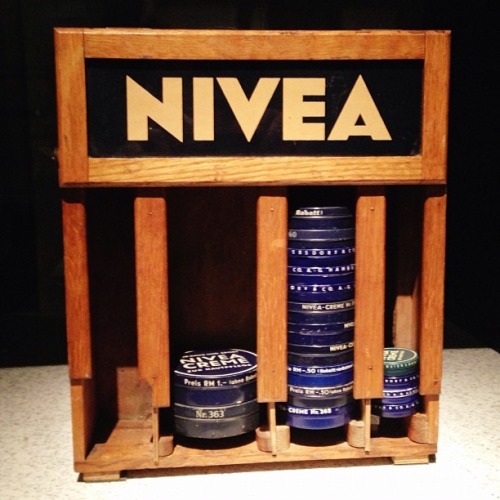 Nivea merchandise display, shown is the original logo &amp; the font Metro Black by William A. Dwigg