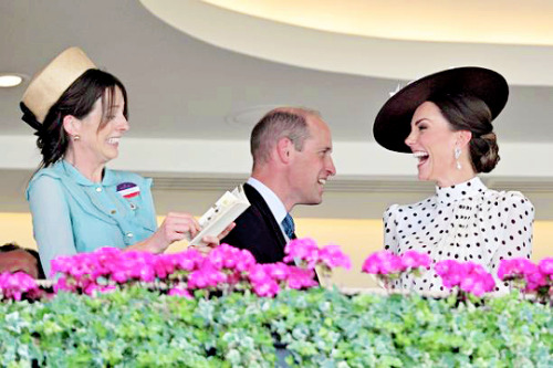 theroyalsandi:The Duchess of Cambridge seen laughing with Martha Vestey as she attends the fourth 