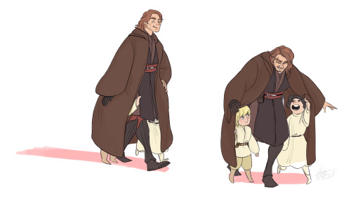 theresa-draws: skywalker dad and kids doodle
