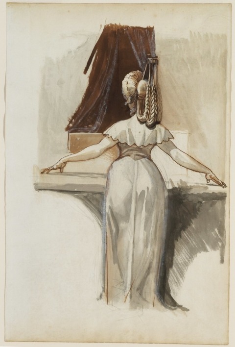 Henry Fuseli - A Woman Standing at a Dressing Table or Spinet. N.d., 1790-1792