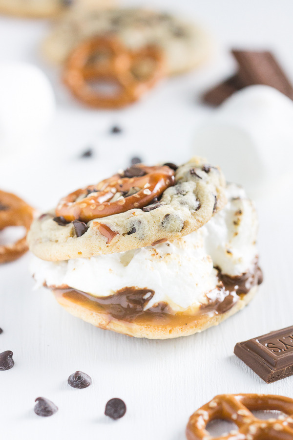 fullcravings:  Salted Caramel Pretzel Cookie S’mores