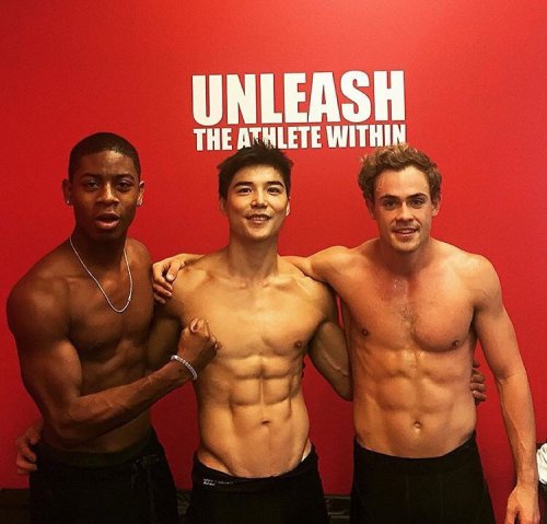 morphinlegacy:RJ Cyler (Billy) Ludi Lin (Zack) & Dacre Montgomery (Jason) looking Ranger Fit!