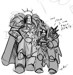 ultramarineblues:  syberfab:  Some Emperor and sons interaction doodles between commissions they are all dumb   I love all of them. The “dad no” pics of the Emperor and the primarchs are now my favourite thing.