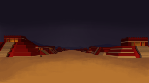 I have been working on an animation set in Teotihuacan telling the creation of the fifth sun that is