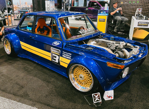 carsthatnevermadeitetc:   BMW 2002 MBeast, 2019 (1972) by Dalmakis Performance. Presented at SEMA, a 2002 repowered by a  BMW twin-turbo 3.0 litre S55 engine from an M3/M4