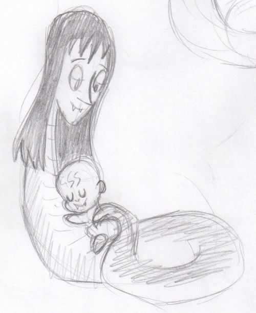 Today’s #ayokaiaday: Nure Onna! Snake Mama and baby! #nureonna #yokai #japanesemonster #snakelady #m