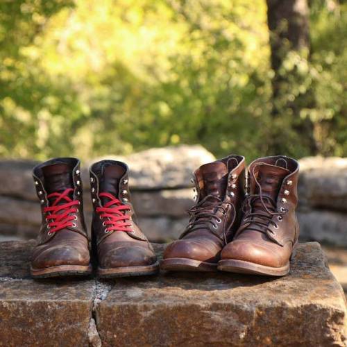 Happy #redwingwednesday, friends! Two different pairs of Iron Rangers, two different journeys. . @pa