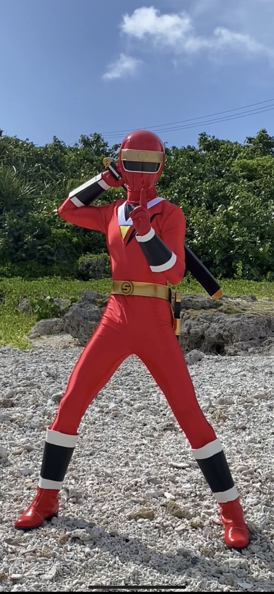 Mighty Morphin Alien Rangers Red Aquitar Ranger Cosplay Costume