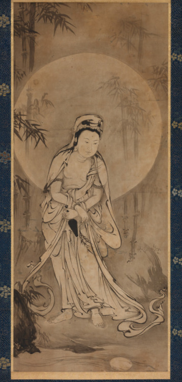 Willow-and-Moon Kannon, Gakuō Zōkyū, about 1500, Cleveland Museum of Art: Japanese ArtThis painting 