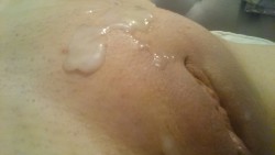 mrhornycouple94uk:  Mrs H’s beautiful swollen cum covered pussy after a day of teasing me.   Very hot