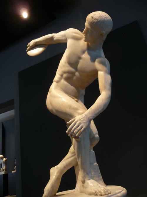 romegreeceart:Discus throwerA Roman marble copy / version of Myron’s bronze originalPalazzo Massimo,