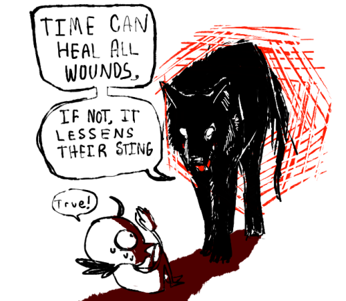 zitoisneato:  bgandrabite:  dspud:  i needed to punch my paranoia in the face and also practice drawing wolves so I took both of them out in one swing  important message  God Speed Brain Wolf. 