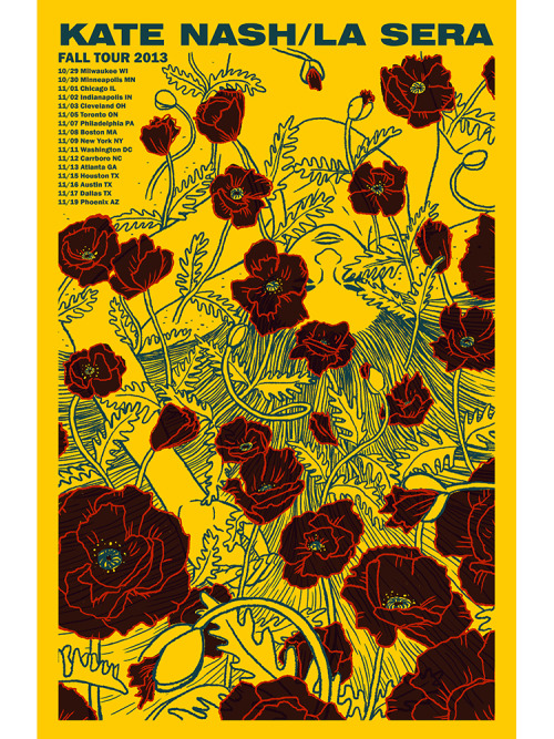 Posters for La Sera for their fall tour with Kate Nash, editions of 125 and 114, respectively. Avail