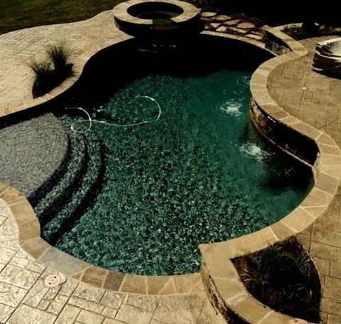 Traditional Pool - PoolMid-sized Traditional Backyard Idea For A Naturally Formed Pool Fountain