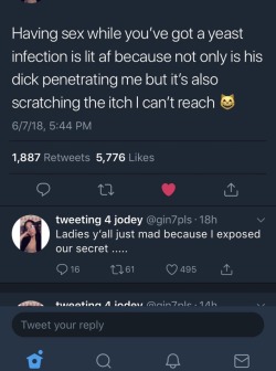 queenejanine:  tarynel:  vivalaorgasm:  suzyycarmichaelll:  nasty-fvck:  drprosper:  Meanwhile on Twitter…  Ugh…. WTF   How can some women have sex when they have a years infection? My pussy be dry as the Sahara dessert, not a drop of moisture to