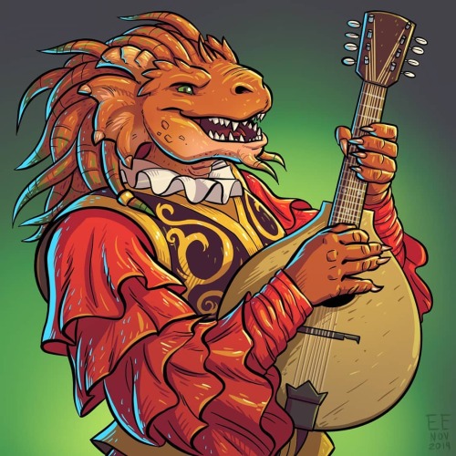 Dragonborn Bard Juan Picante! This is a commission I finished up the other day. Super fun to draw! #