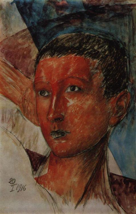 kuzma-petrov-vodkin:Head of a boy, 1916, Kuzma Petrov-Vodkin