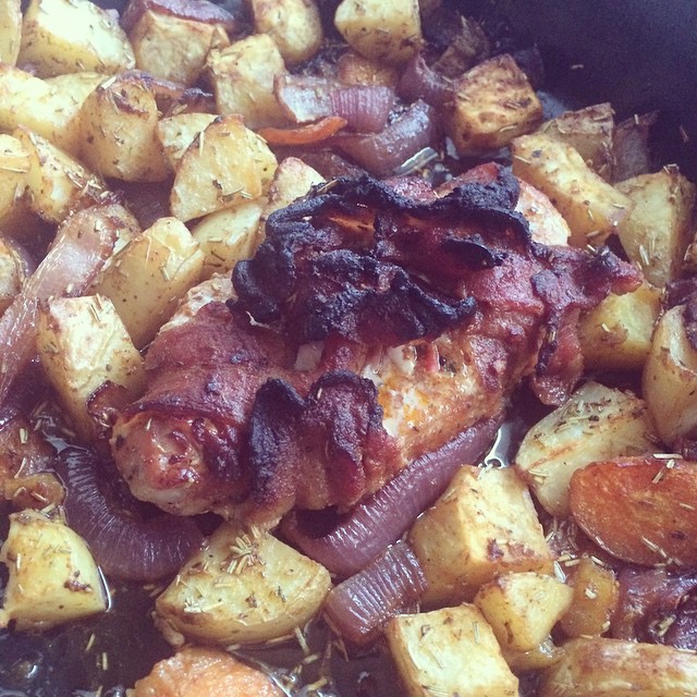 smileybeardman:  Pork chop wrapped in bacon and toasties for me.. :)