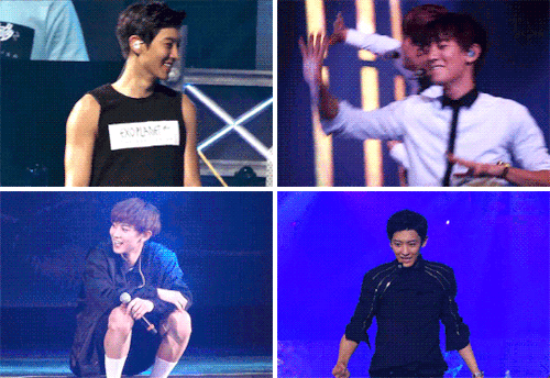 chanyoelpark: A compilation of Chanyeol being all smiley and having fun on stage! ðŸ˜ I wanna wish a very happy birthday to the most cheerful and uplifting person I can think of! ðŸŽ‰ A frown doesnâ€™t belong on your angelic face, and as unrealistic