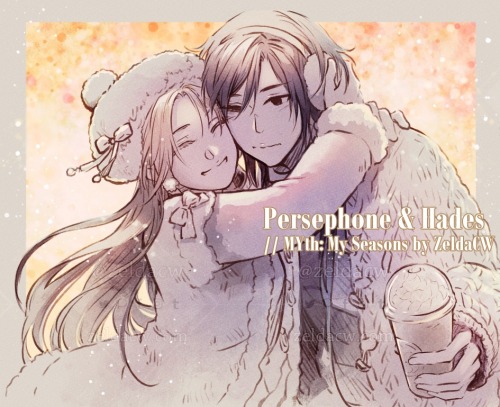  Persephone & Hades winter date //characters from my old comic MYth: My Seasons. 