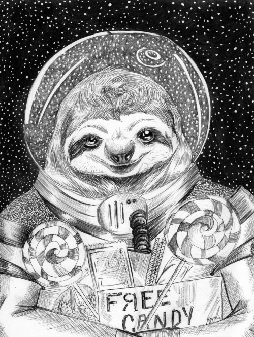 bristlesandbrushes:   Space Sloth. Email bristlesandbrushes@gmail.com for prints 