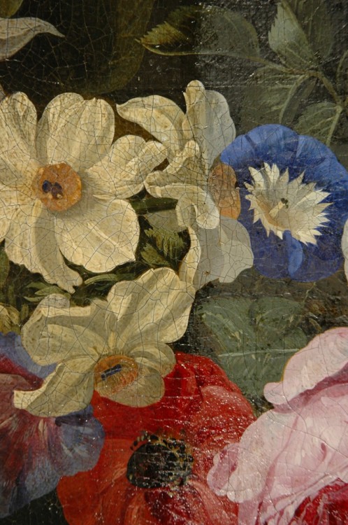 Festoon of flowers to a bust of Flora  (Details)   -    I.P. van Thielen , 1665Dutch , 1618-1667Oil 
