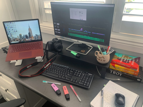 100 Days of ProductivityMonday 14 August, 2021Today’s desk set up looking slightly askew. New video 