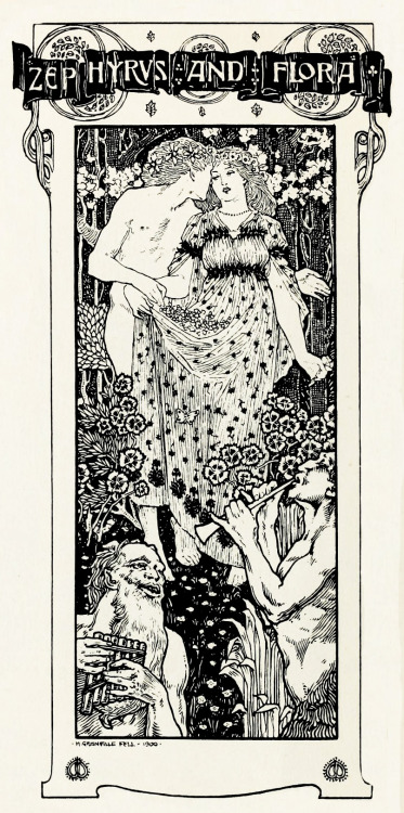 Herbert Granville Fell (1872-1971), ‘Zephyr and Flora’, “Modern Pen Drawings&rdquo