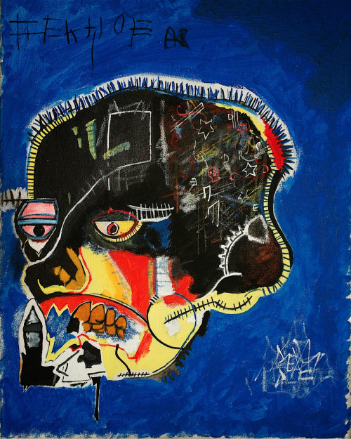 Jean-Michel Basquiat (American, 1960-1988, b. Brooklyn, NY, USA) - Scull, 1981   Acrylics, Crayons o