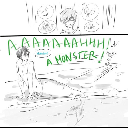 loonymic:  The merman who fell in love with an human boy After Makoto left, Haru returned to the ocean and that night he dreamt with the first time he saw Makoto (1- 2- ..) 