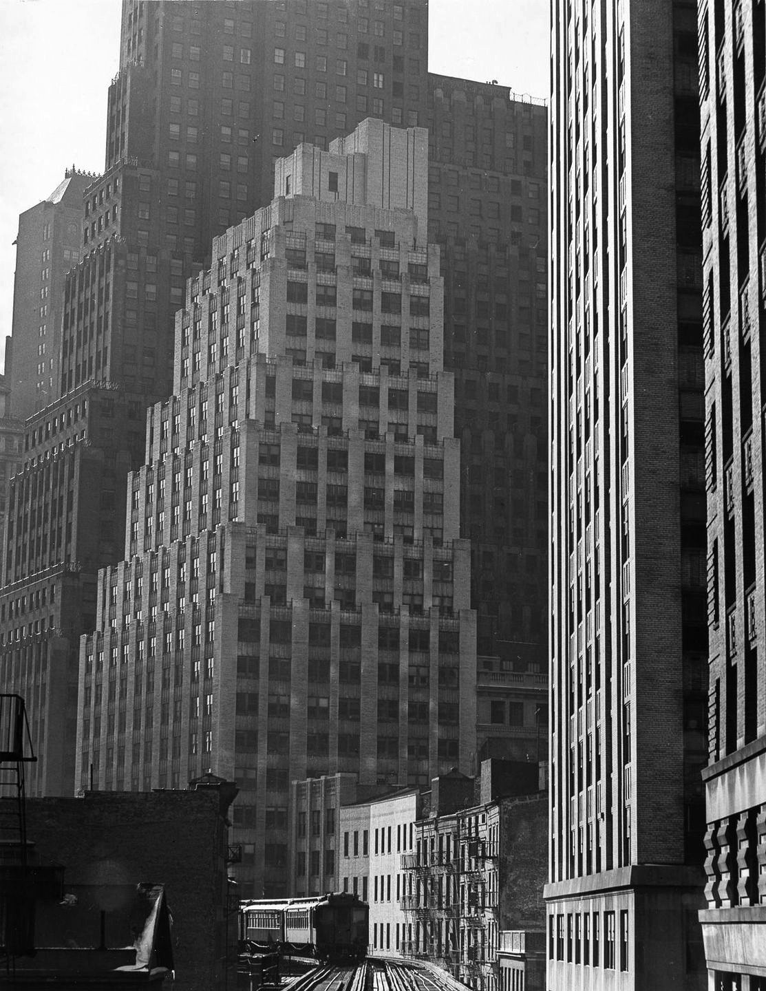 semioticapocalypse:  Todd Webb. 3rd Avenue El looking south from Fulton Street Station.