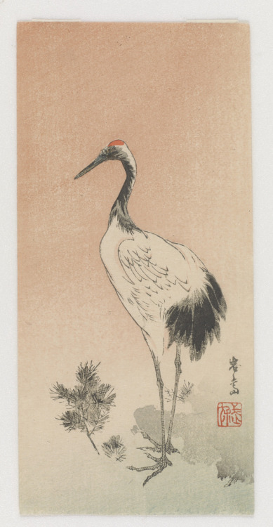 CraneArtist: Kikuchi Yosai 菊池容斎 (1788-1878)Woodblock print; ink and color on paperH x W (overall): 1