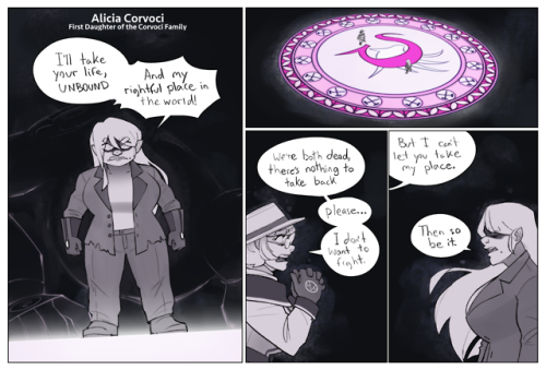 A comic I made based off of the Unbound D&amp;D campaign I play as Alison Crowe in. For context, the