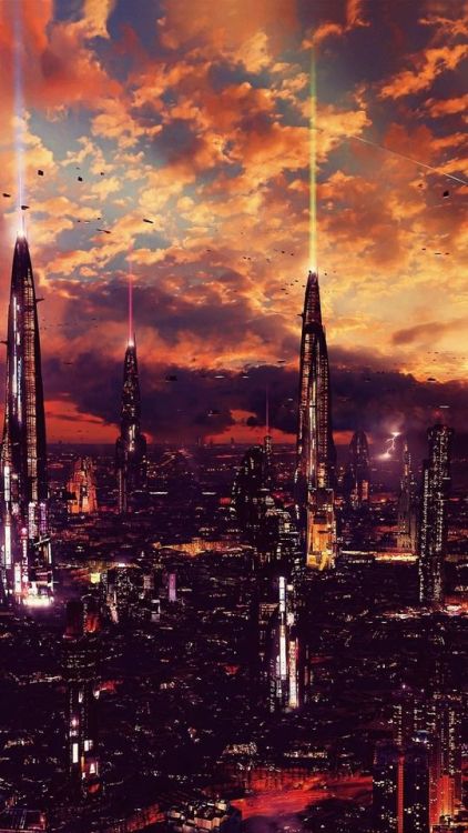 Futuristic city, science fiction, fantasy, artwork, 720x1280 wallpaper @wallpapersmug : ift.