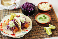 fattributes:  Beer Battered Fish Tacos with Cilantro Crema