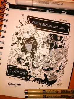 alexysgh:  INKTOBER DAY 30: Kagamine twins! This song is really addictive! :’D   | More inktober and artwork | 