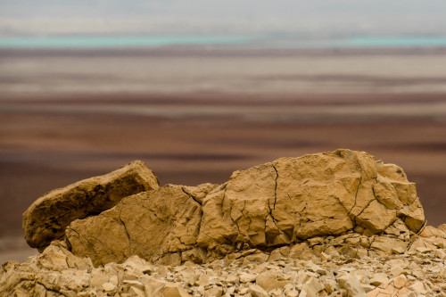 johaneichhorn:desert rock and the Dead Sea channel lowest point on earth - 428m under sealevel© Joha
